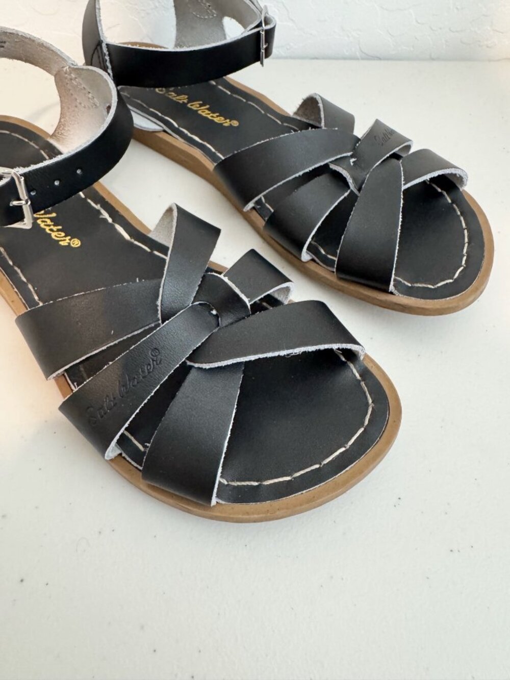 Salt Water Original Sandals Womens Size 6 Black Water Friendly Leather Coastal - Picture 4 of 12